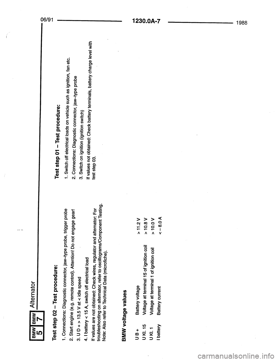 BMW 7 SERIES 1988 E32 Electrical Troubleshooting Manual 