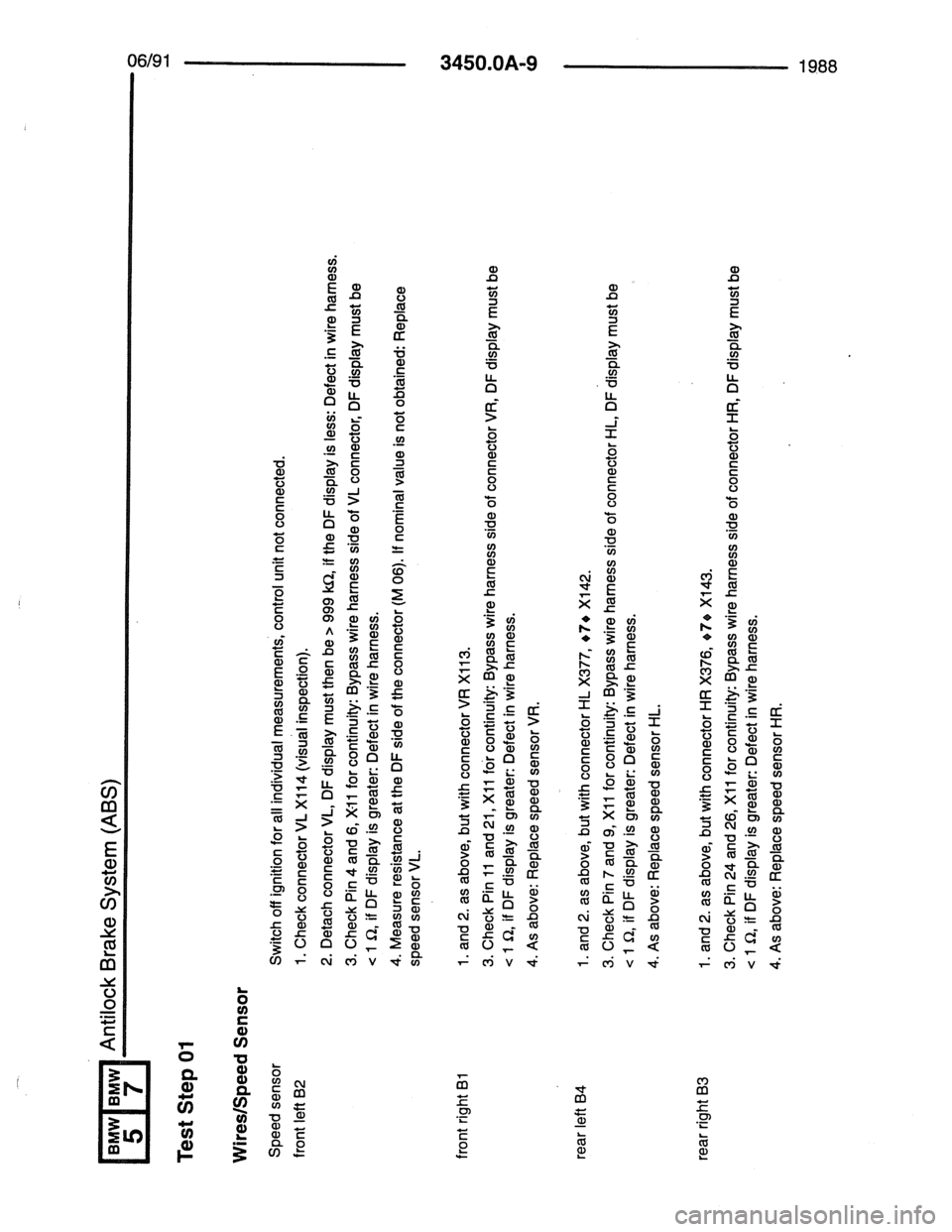 BMW 7 SERIES 1988 E32 Electrical Troubleshooting Manual 