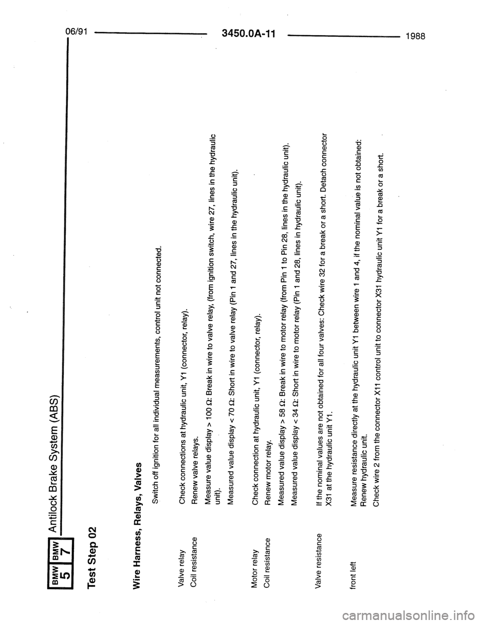 BMW 7 SERIES 1988 E32 Electrical Troubleshooting Manual 