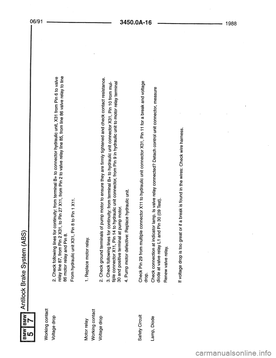BMW 7 SERIES 1988 E32 Electrical Troubleshooting Manual 