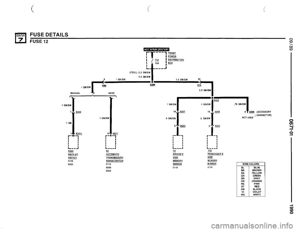 BMW 750il 1990 E32 Electrical Troubleshooting Manual 