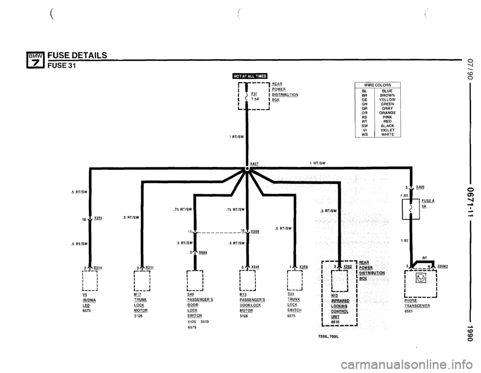 BMW 750il 1990 E32 Electrical Troubleshooting Manual 
