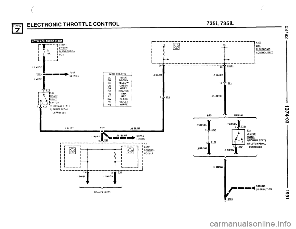 BMW 735i 1991 E32 Electrical Troubleshooting Manual 