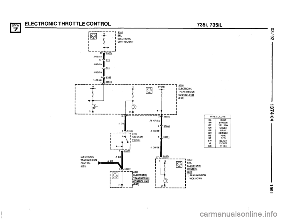 BMW 735i 1991 E32 Electrical Troubleshooting Manual 