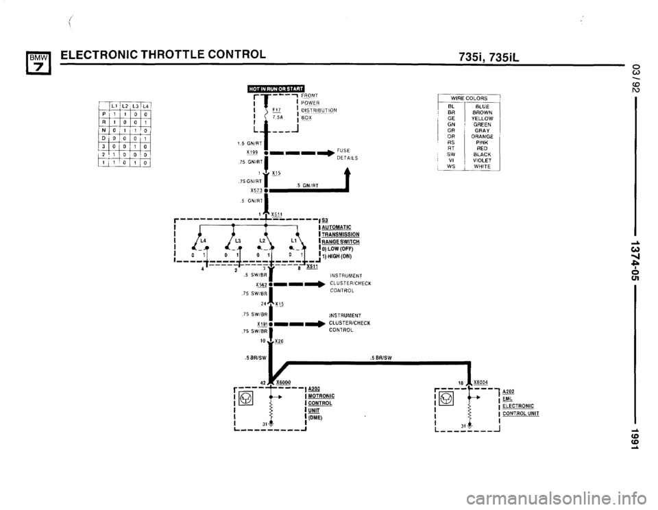 BMW 735i 1991 E32 Electrical Troubleshooting Manual 