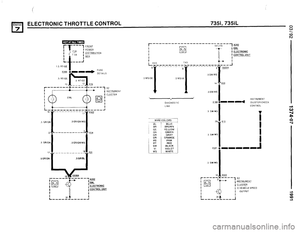 BMW 735i 1991 E32 Electrical Troubleshooting Manual 