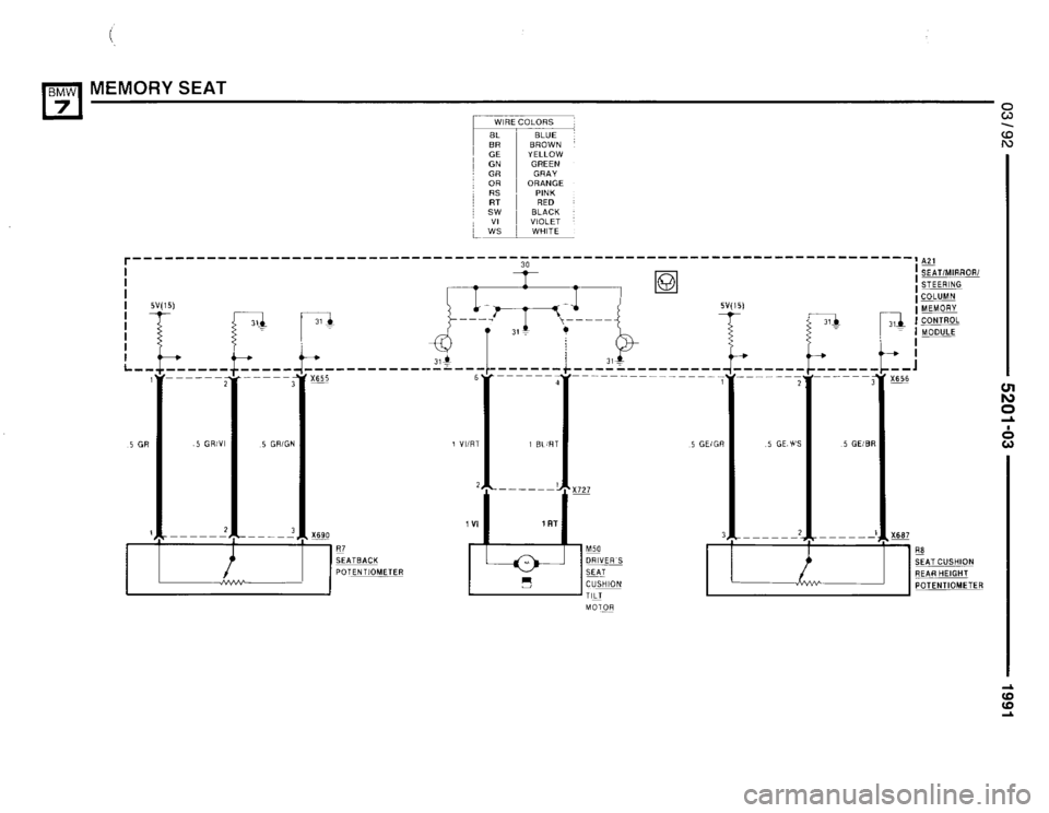 BMW 735i 1991 E32 Electrical Troubleshooting Manual 