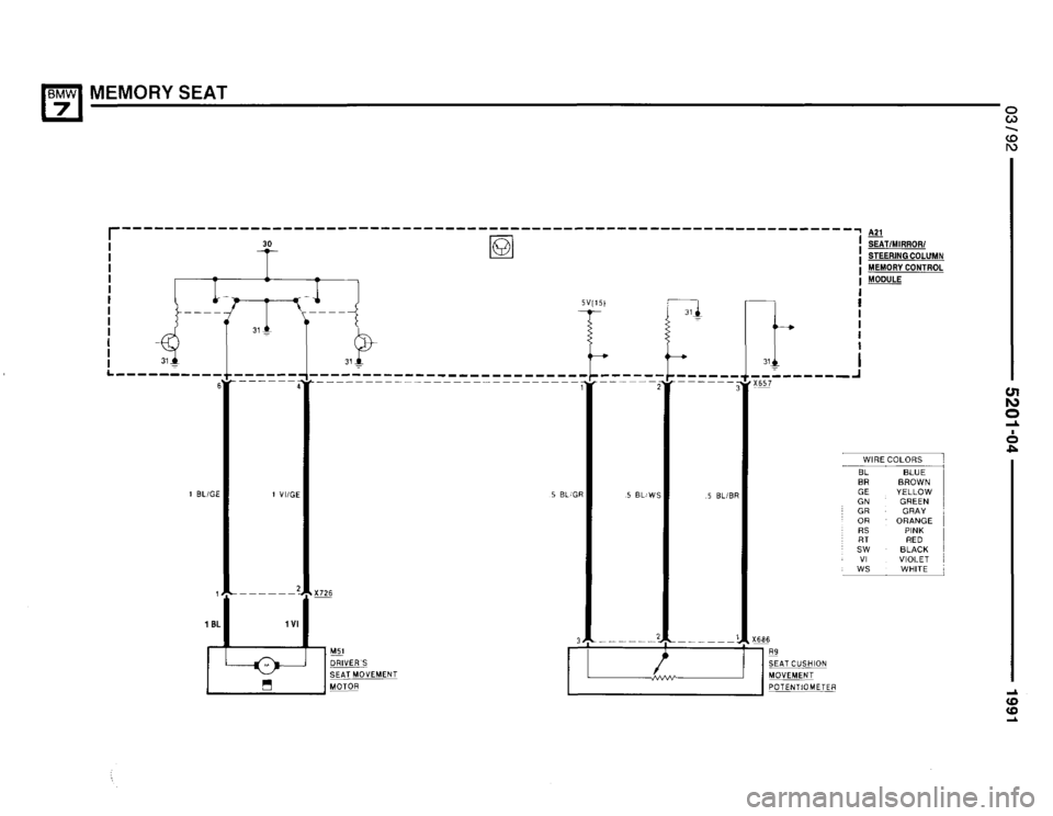 BMW 735i 1991 E32 Electrical Troubleshooting Manual 