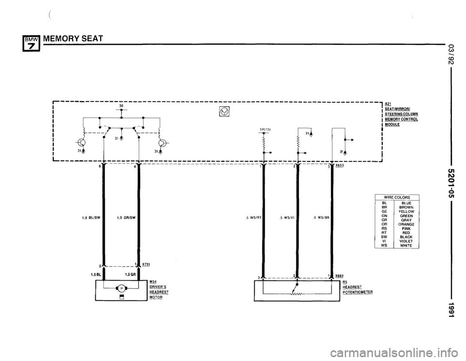 BMW 735i 1991 E32 Electrical Troubleshooting Manual 