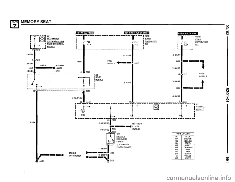 BMW 735i 1991 E32 Electrical Troubleshooting Manual 