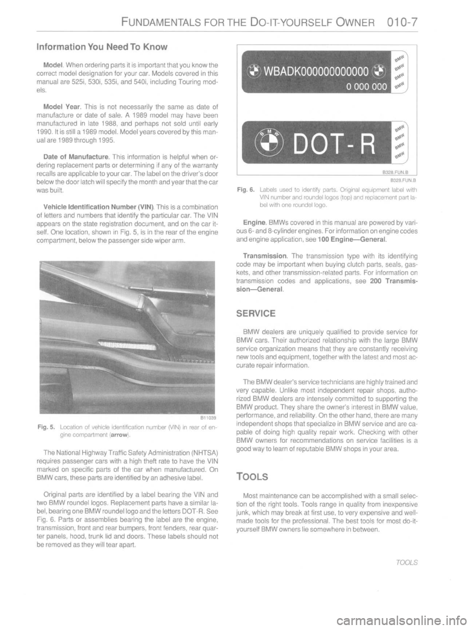 BMW 530i 1989 E34 Workshop Manual 