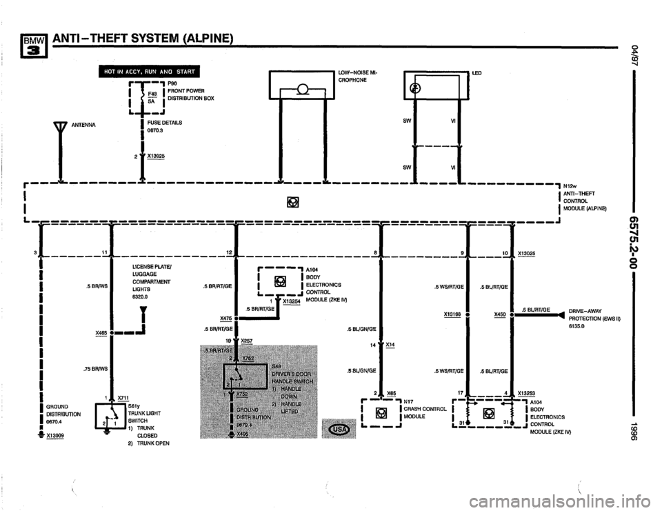 BMW 325i 1996 E36 Electrical Troubleshooting Manual 
