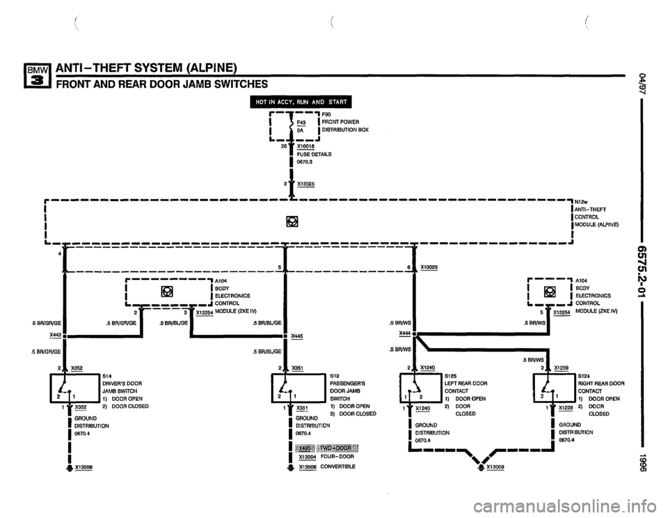 BMW 325i 1996 E36 Electrical Troubleshooting Manual 