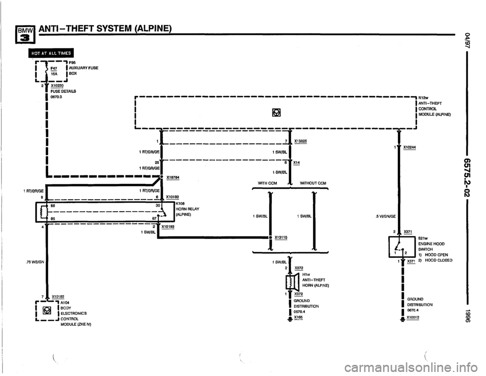 BMW 325i 1996 E36 Electrical Troubleshooting Manual 