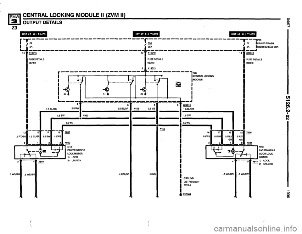 BMW Z3 ROADSTER 1996 E36 Electrical Troubleshooting Manual 