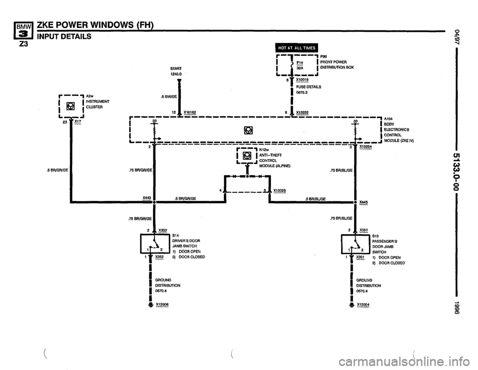 BMW Z3 ROADSTER 1996 E36 Electrical Troubleshooting Manual 