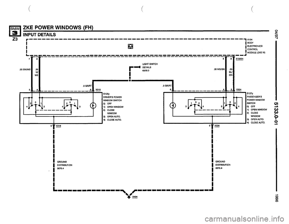BMW Z3 ROADSTER 1996 E36 Electrical Troubleshooting Manual 