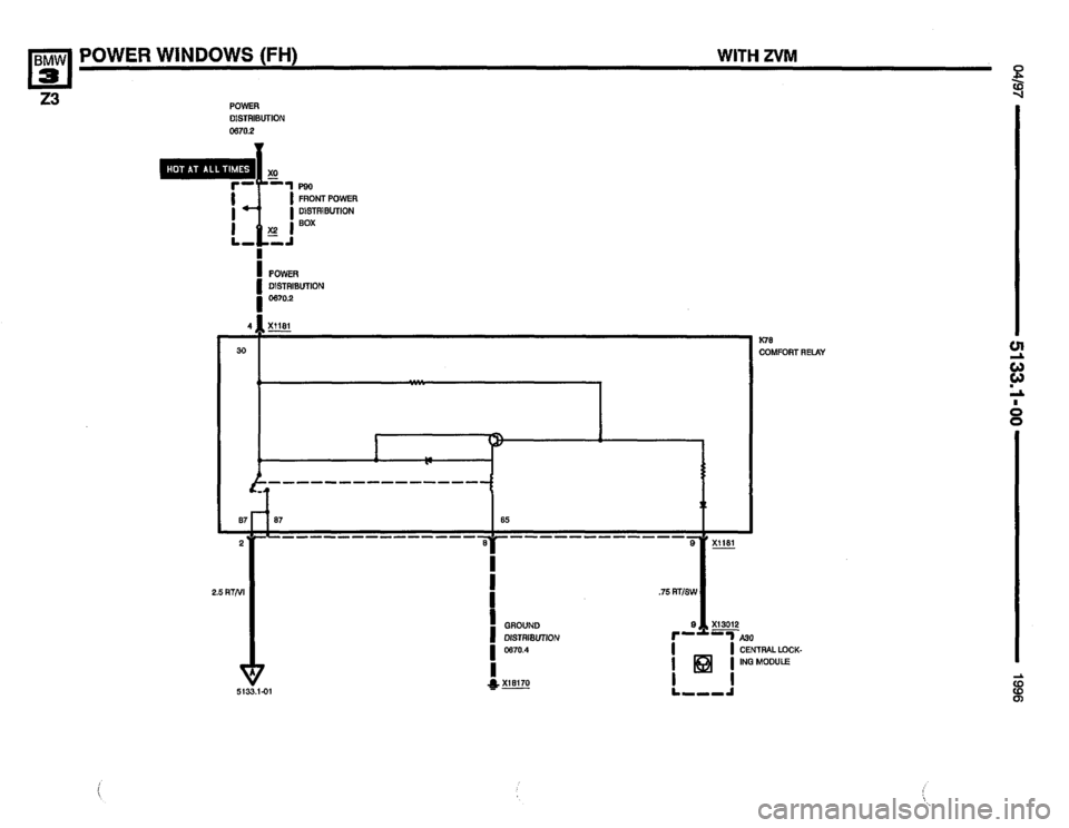 BMW Z3 ROADSTER 1996 E36 Electrical Troubleshooting Manual 