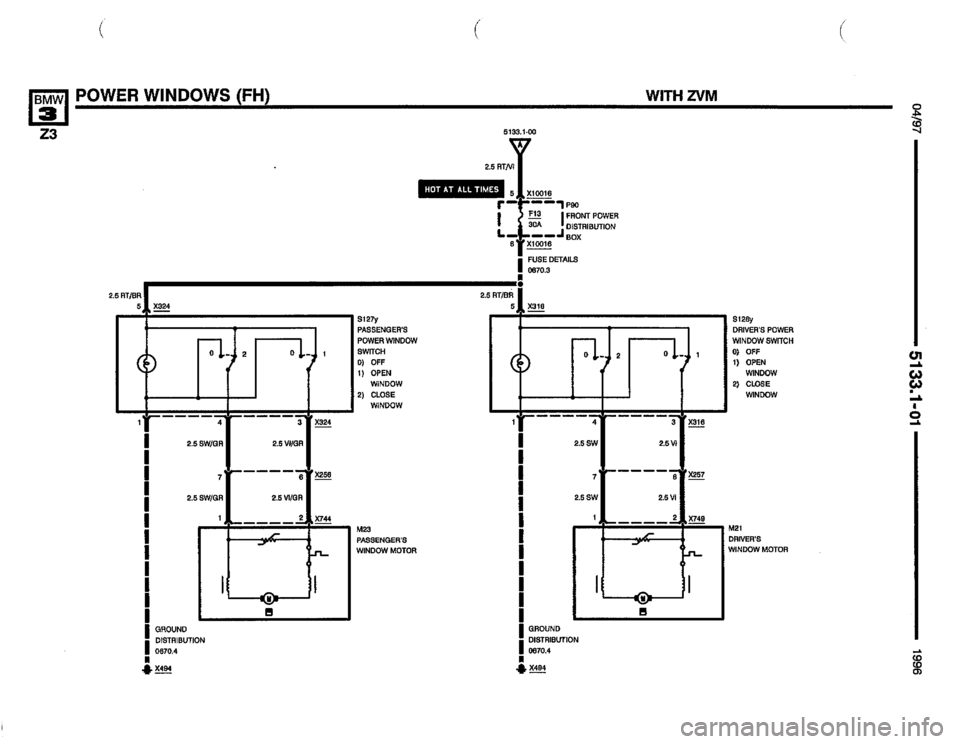 BMW Z3 ROADSTER 1996 E36 Electrical Troubleshooting Manual 