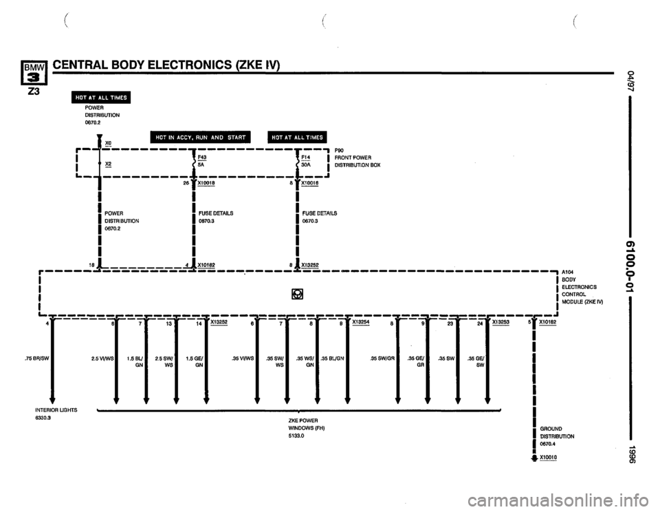 BMW Z3 ROADSTER 1996 E36 Electrical Troubleshooting Manual 