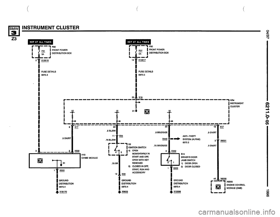 BMW Z3 ROADSTER 1996 E36 Electrical Troubleshooting Manual 
