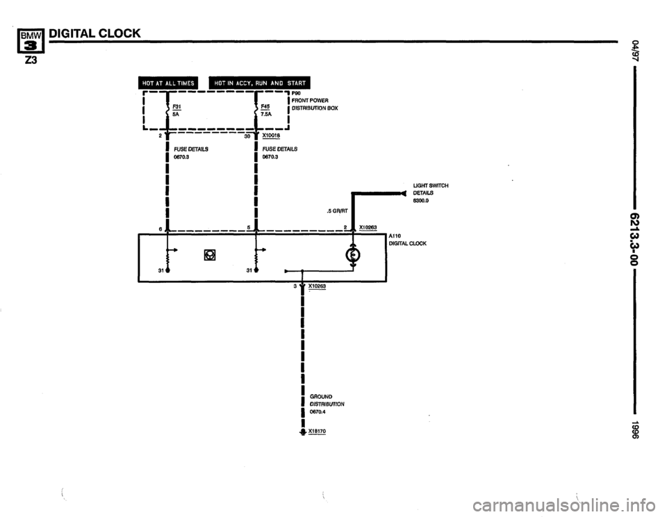 BMW Z3 ROADSTER 1996 E36 Electrical Troubleshooting Manual 