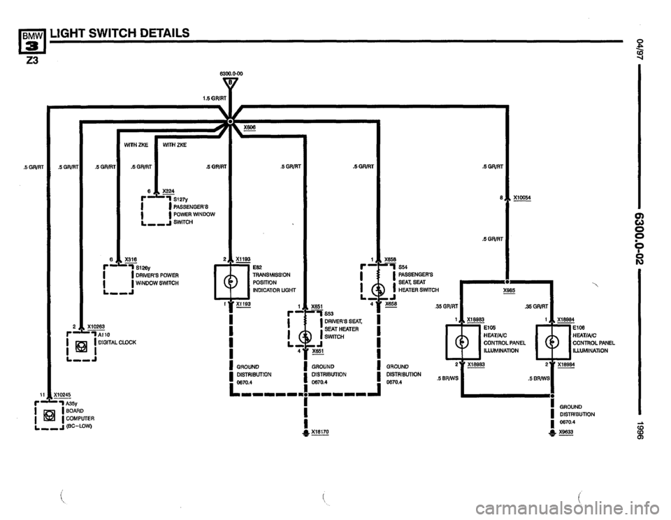 BMW Z3 ROADSTER 1996 E36 Electrical Troubleshooting Manual 