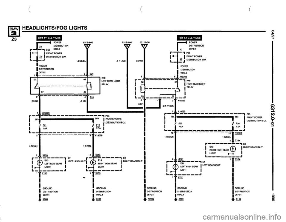 BMW Z3 ROADSTER 1996 E36 Electrical Troubleshooting Manual 