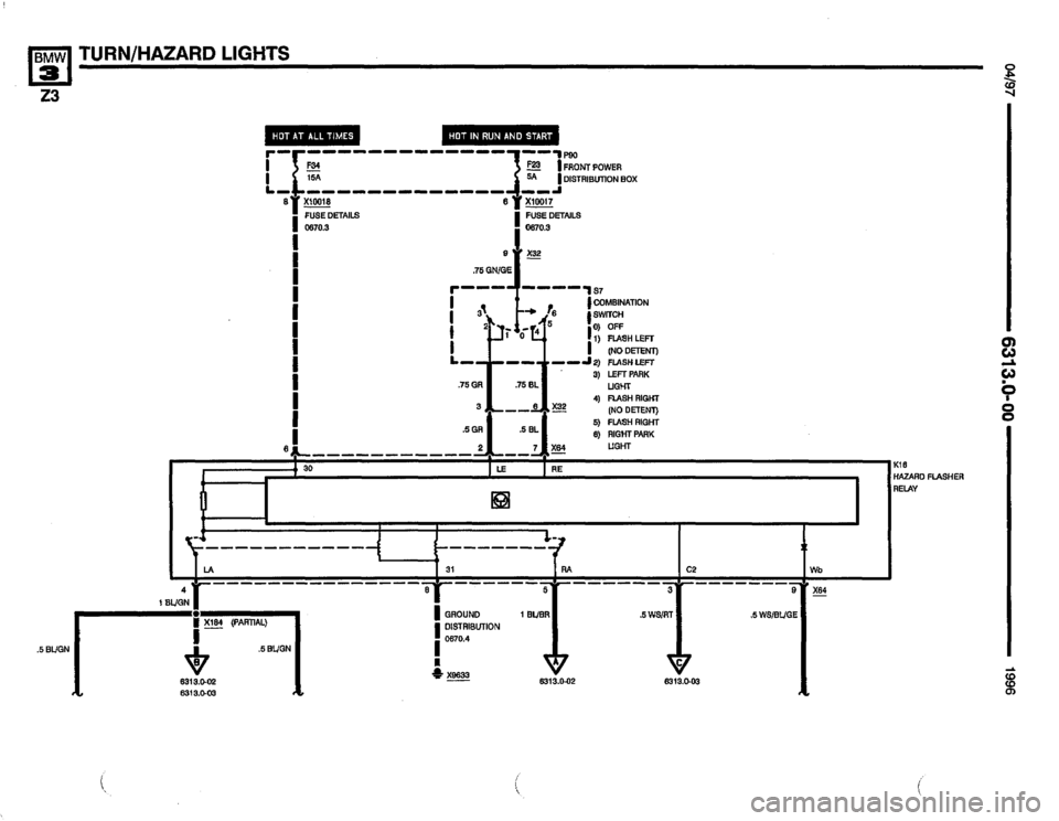 BMW Z3 ROADSTER 1996 E36 Electrical Troubleshooting Manual 