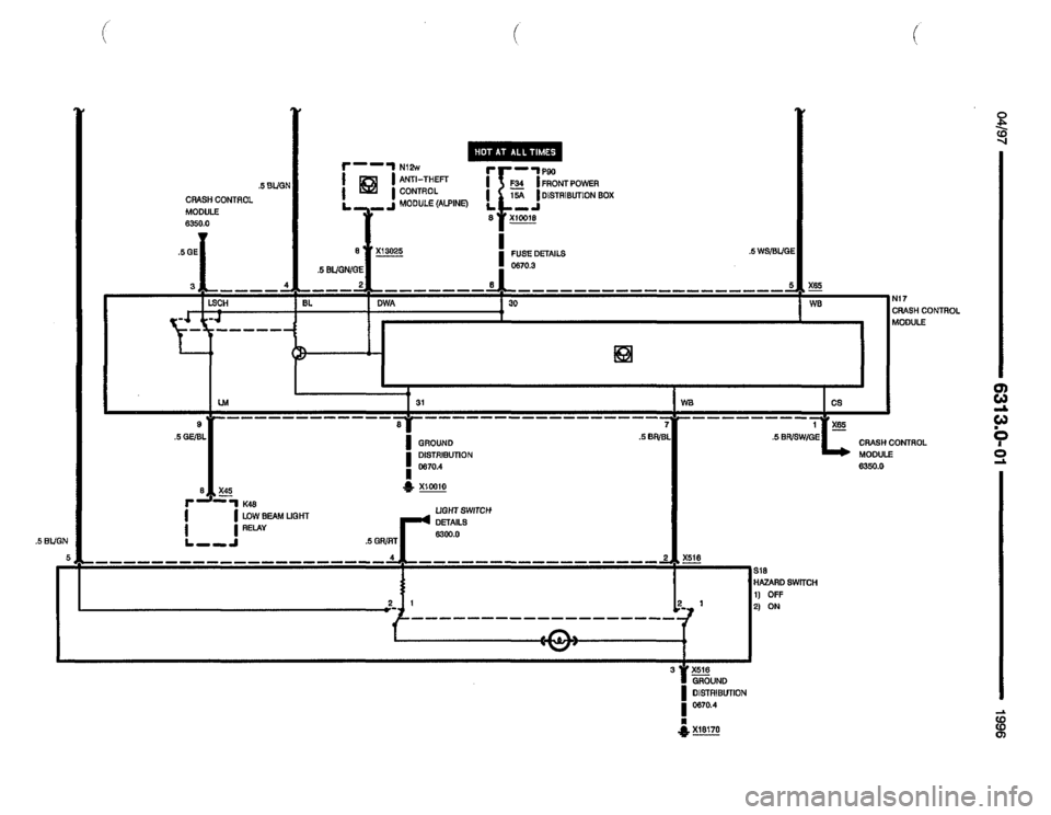 BMW Z3 ROADSTER 1996 E36 Electrical Troubleshooting Manual 