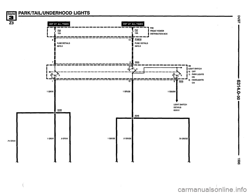 BMW Z3 ROADSTER 1996 E36 Electrical Troubleshooting Manual 