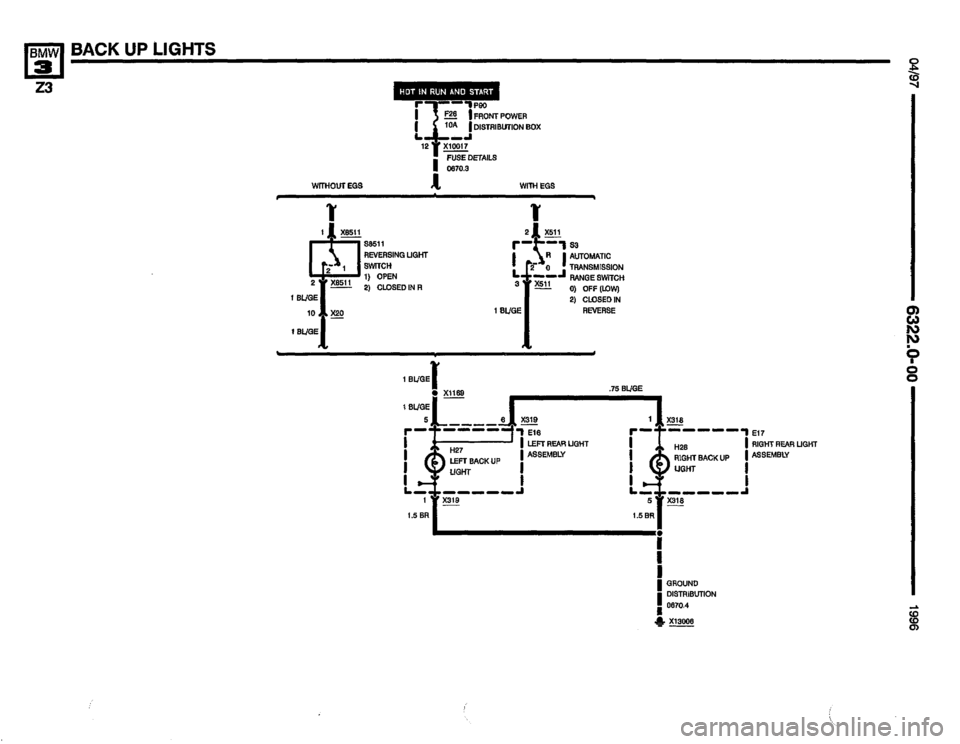 BMW Z3 ROADSTER 1996 E36 Electrical Troubleshooting Manual 