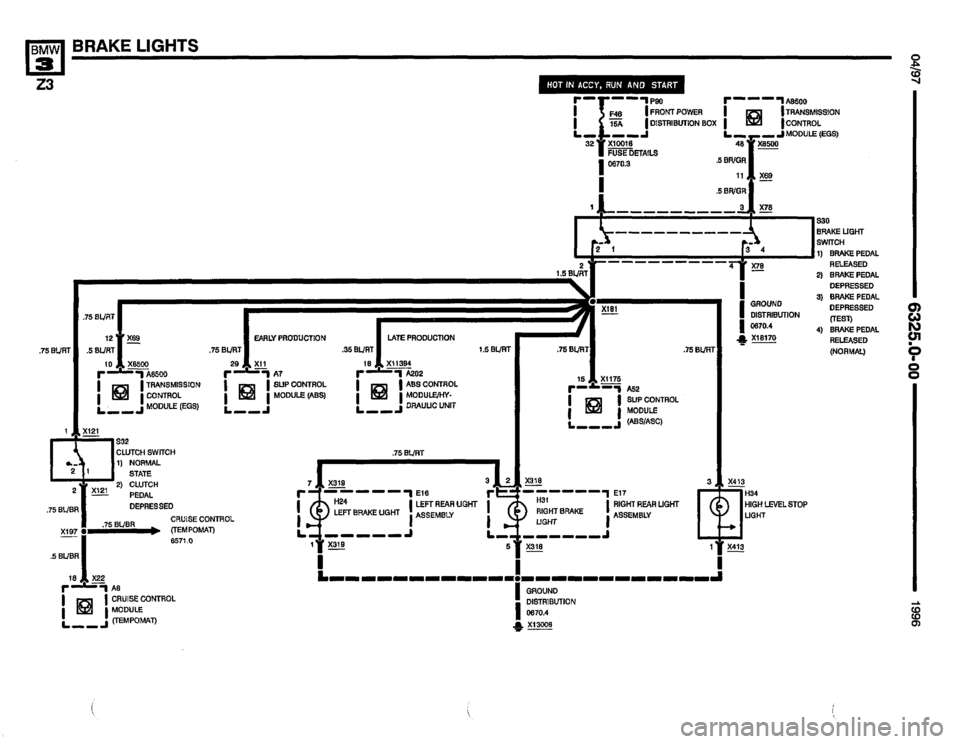 BMW Z3 ROADSTER 1996 E36 Electrical Troubleshooting Manual 