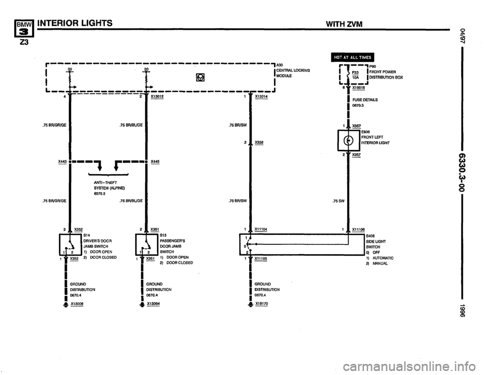 BMW Z3 ROADSTER 1996 E36 Electrical Troubleshooting Manual 