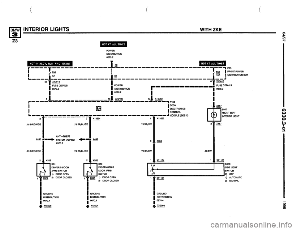 BMW Z3 ROADSTER 1996 E36 Electrical Troubleshooting Manual 