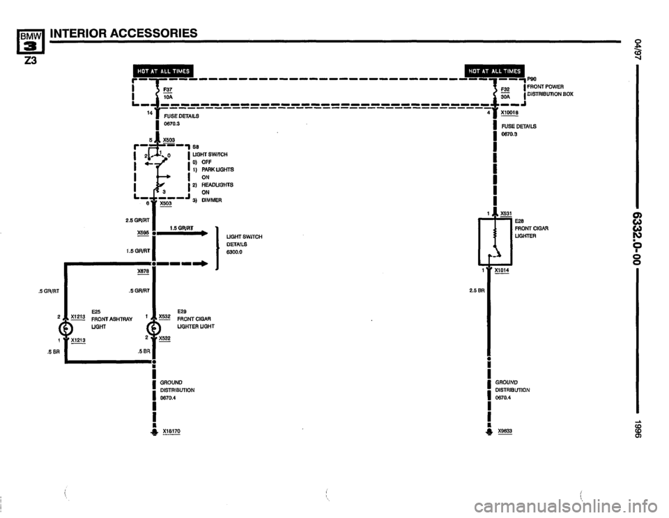 BMW Z3 ROADSTER 1996 E36 Electrical Troubleshooting Manual 