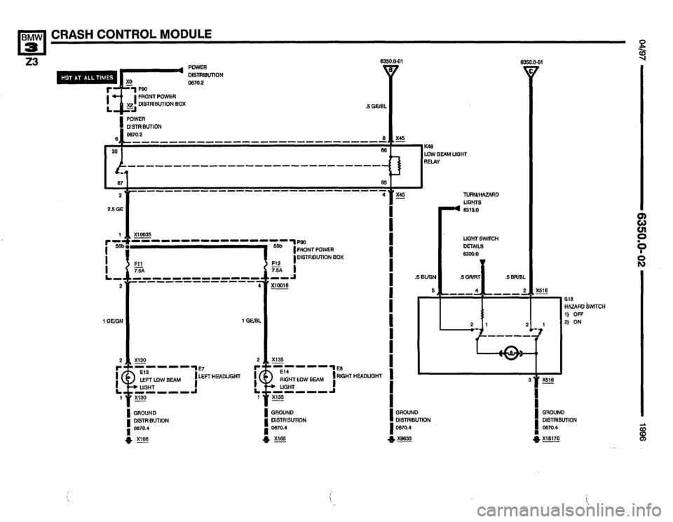 BMW Z3 ROADSTER 1996 E36 Electrical Troubleshooting Manual 