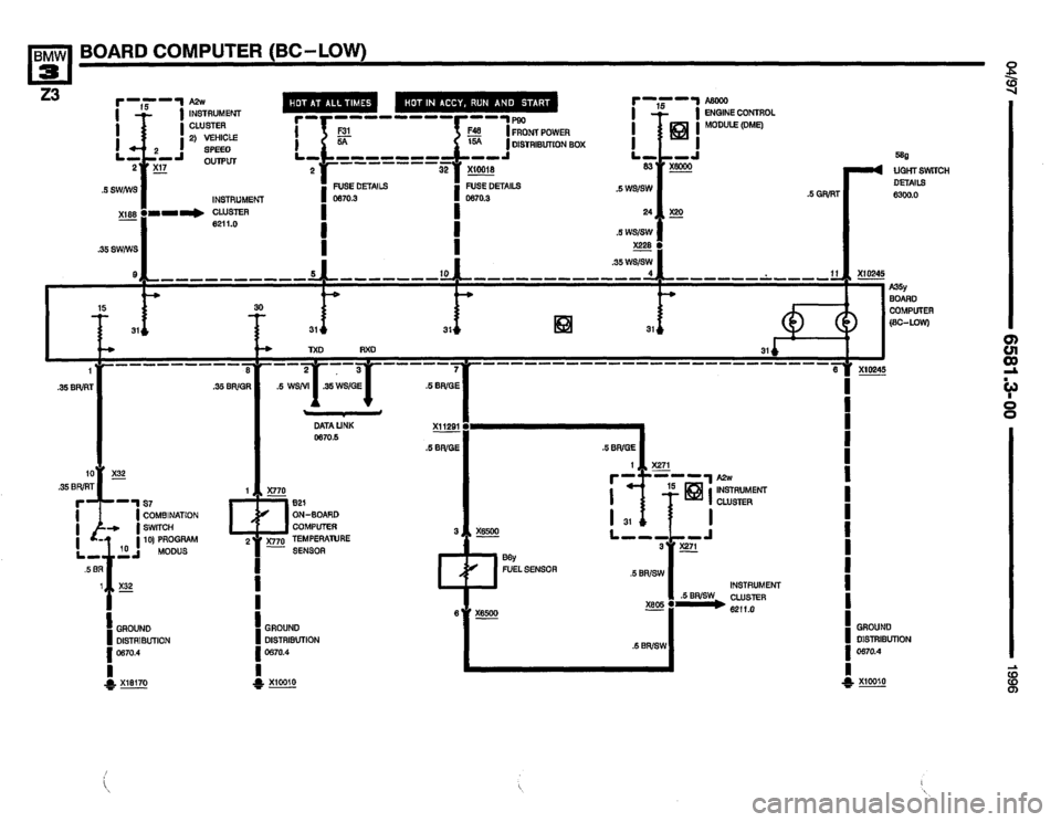 BMW Z3 ROADSTER 1996 E36 Electrical Troubleshooting Manual 