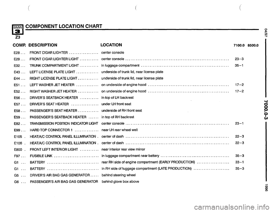 BMW Z3 ROADSTER 1996 E36 Electrical Troubleshooting Manual 