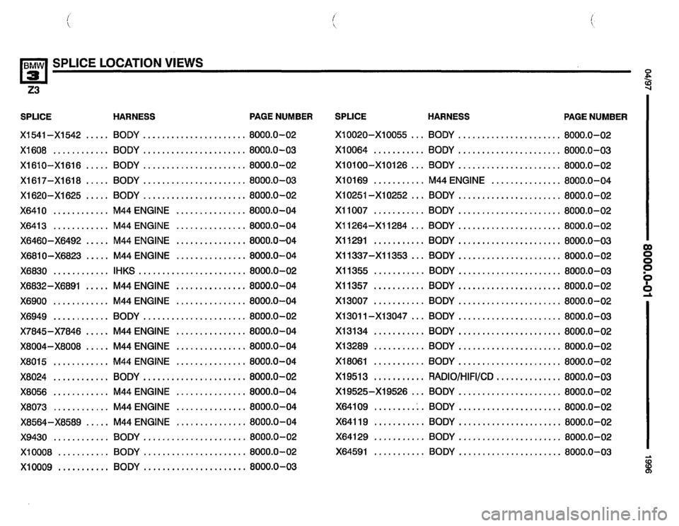 BMW Z3 ROADSTER 1996 E36 Electrical Troubleshooting Manual 