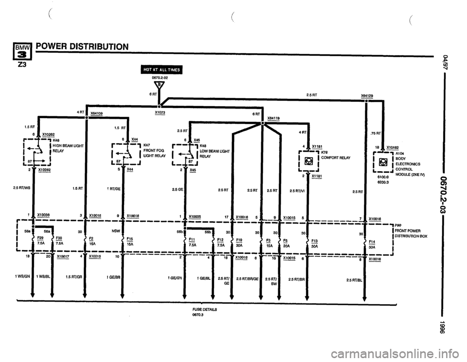 BMW Z3 ROADSTER 1996 E36 Electrical Troubleshooting Manual 