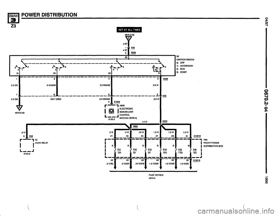 BMW Z3 ROADSTER 1996 E36 Electrical Troubleshooting Manual 