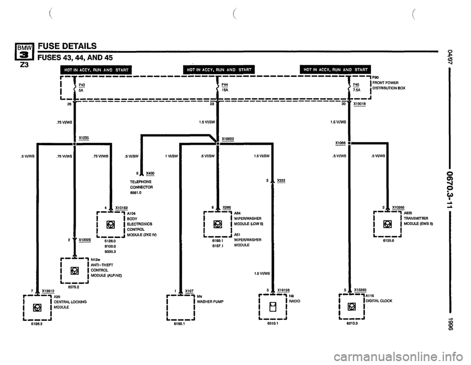 BMW Z3 ROADSTER 1996 E36 Electrical Troubleshooting Manual 