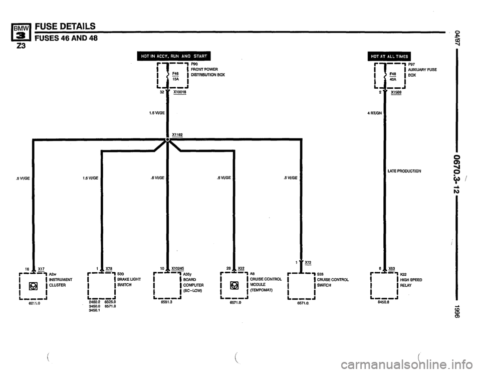BMW Z3 ROADSTER 1996 E36 Electrical Troubleshooting Manual 