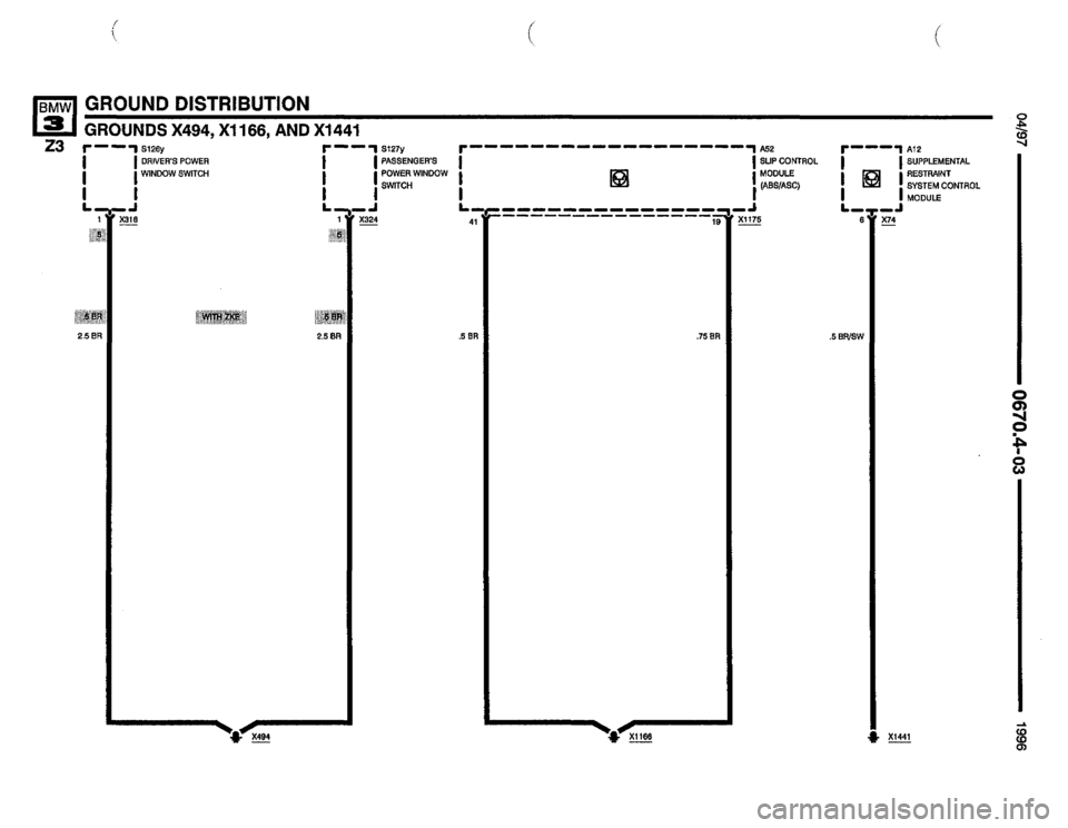 BMW Z3 ROADSTER 1996 E36 Electrical Troubleshooting Manual 