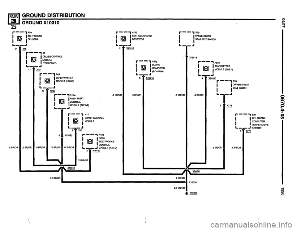 BMW Z3 ROADSTER 1996 E36 Electrical Troubleshooting Manual 