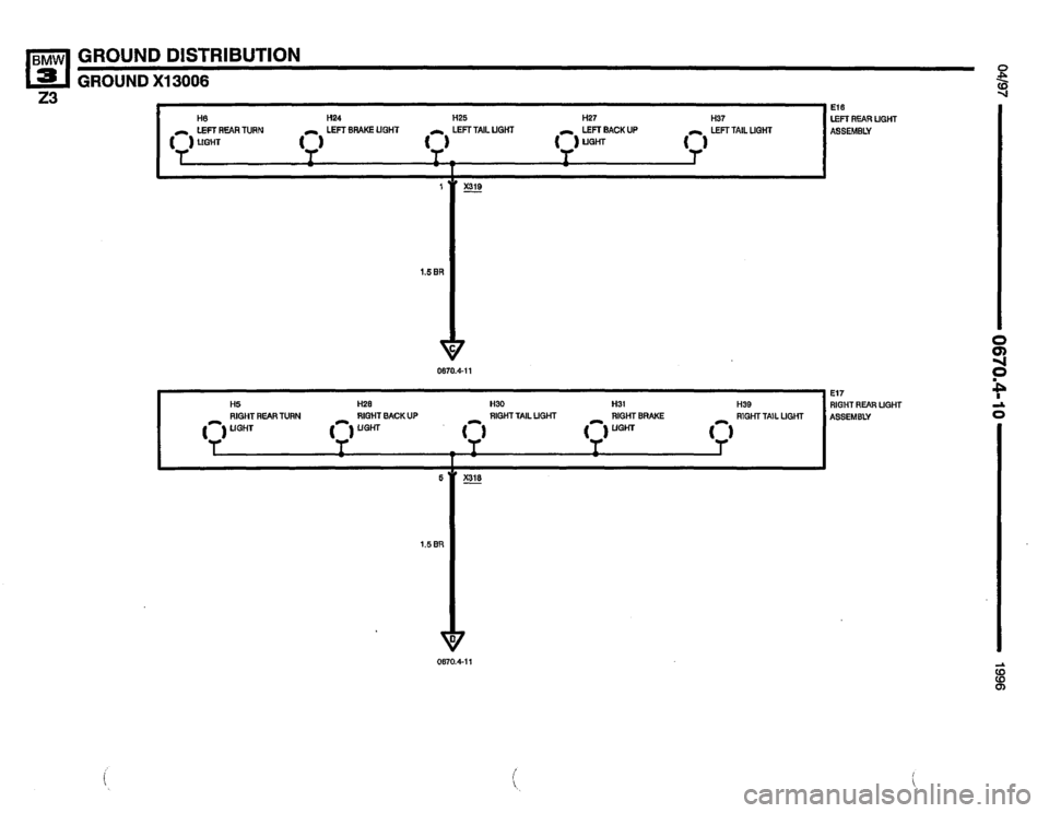 BMW Z3 ROADSTER 1996 E36 Electrical Troubleshooting Manual 