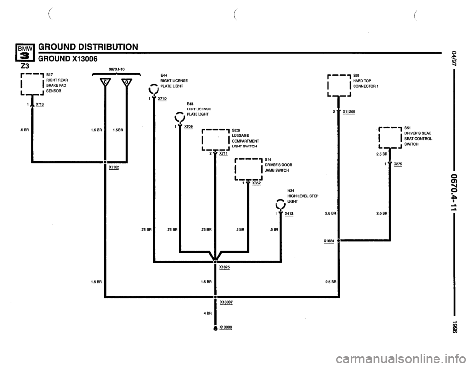BMW Z3 ROADSTER 1996 E36 Electrical Troubleshooting Manual 