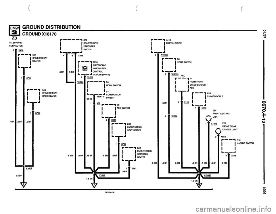 BMW Z3 ROADSTER 1996 E36 Electrical Troubleshooting Manual 