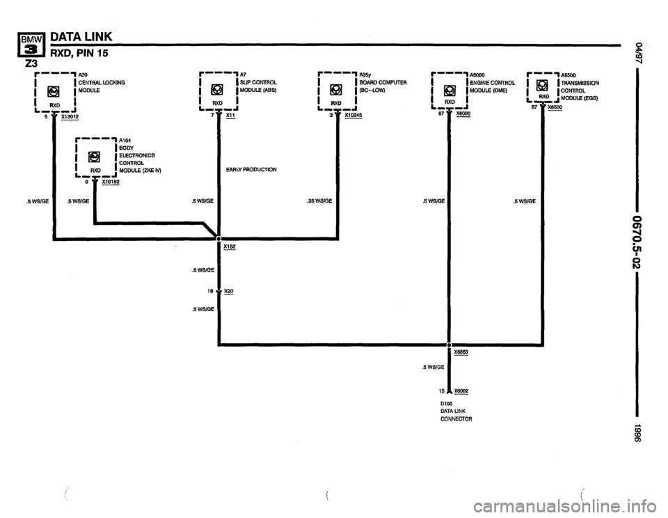 BMW Z3 ROADSTER 1996 E36 Electrical Troubleshooting Manual 
